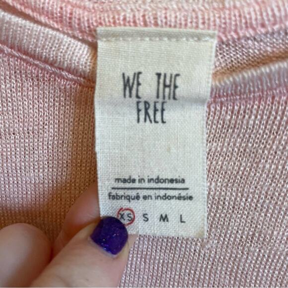 We the Free XS sheer long sleeve crop top grunge mid rif pink - Picture 4 of 7